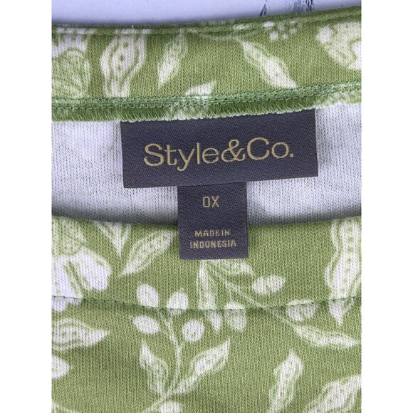 Style & Co. Plus Size OX Essential Elbow Sleeve Tee In Gram Green - Picture 7 of 9